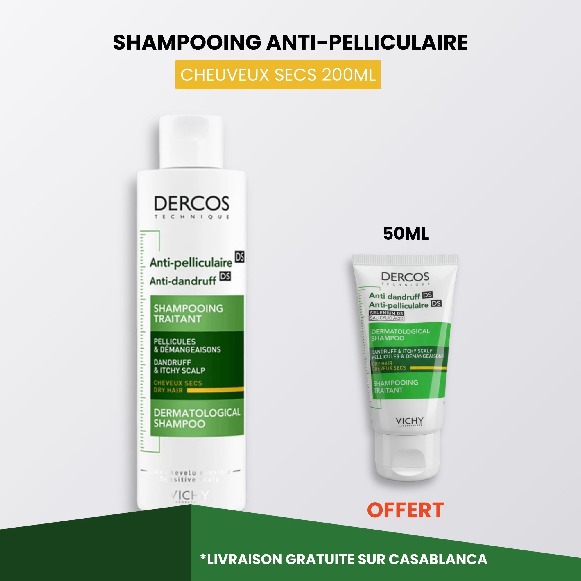Vichy Dercos Shampoing Traitant Anti-Pelliculaire Cheveux Secs | 200ml