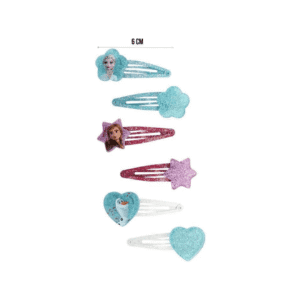 LA REINE DES NEIGES Lot de 6 Pinces Clic clac - Bleu, rose et blanc