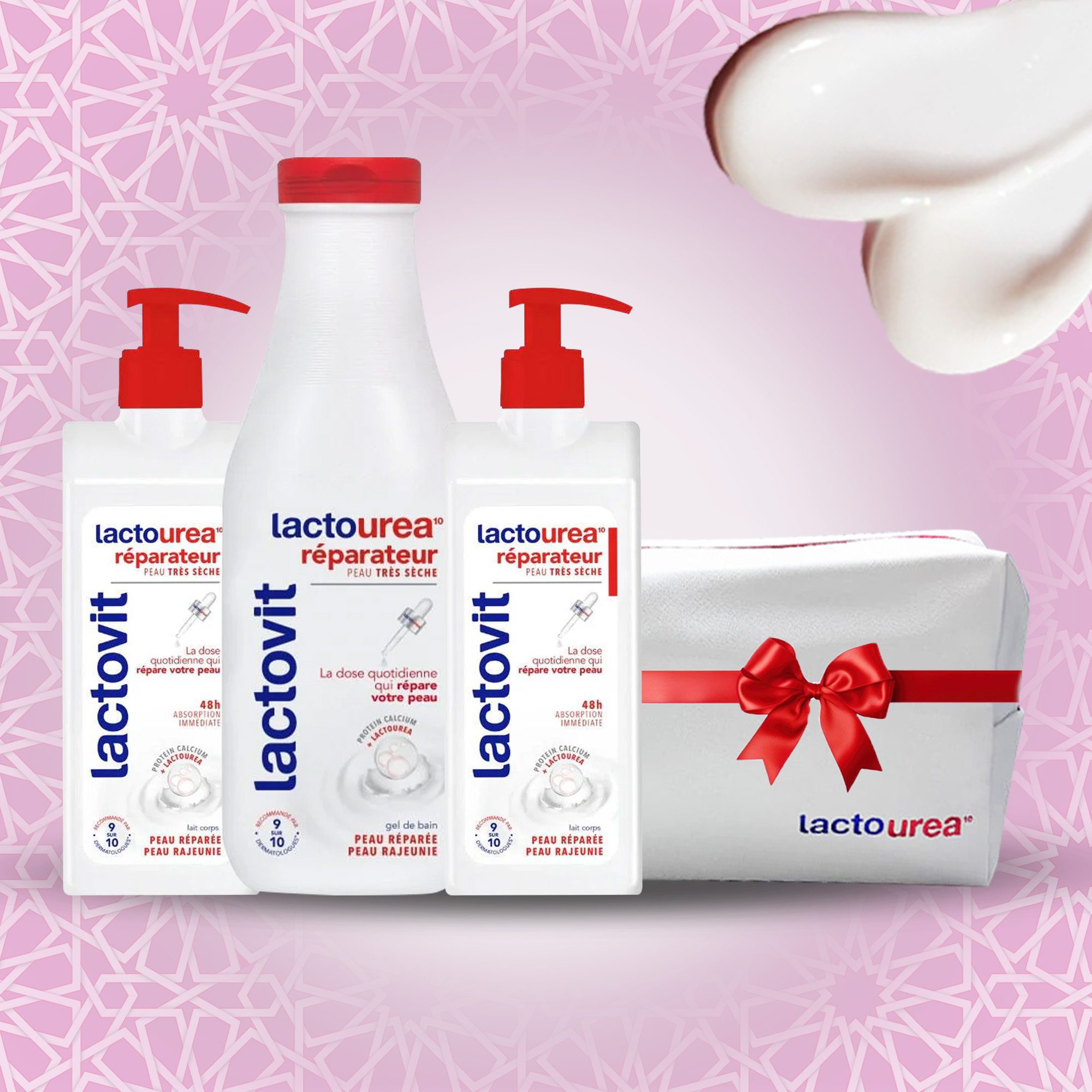 Lactovit | Pack Nutrition & Réparation – Peaux Sèches (2x250ml + 600ml) + Une trousse Offerte