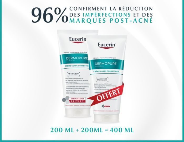 EUCERIN OFFRE 1 DERMOPURE CREME CORPS TRIPLE ACTION 200 ML ACHETE 1 OFFERT