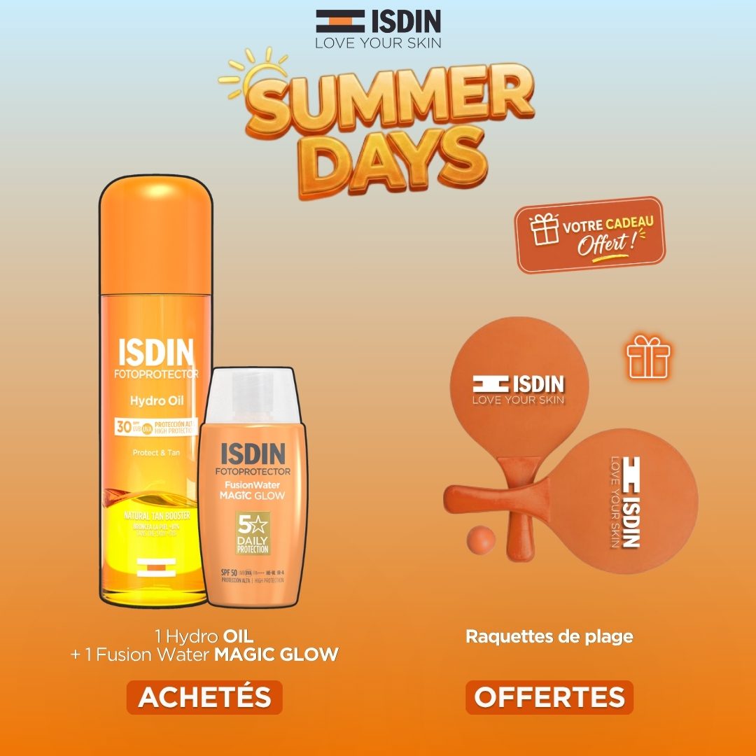 SDIN OFFRE HYDRO OIL SPF30 200 ML + FOTOPROTECTOR FUSION WATER MAGIC GLOW SPF50 + RAQUETTES DE PLAGE OFFERTES