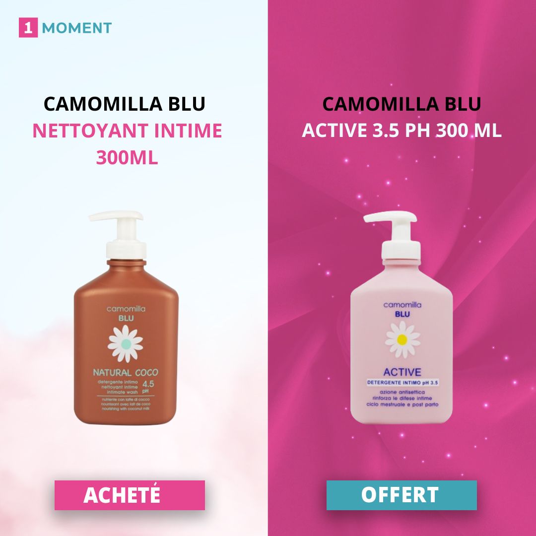 1MOMENT - OFFRE CAMOMILLA BLU NATURAL COCO 300ML+ ACTIVE  GEL INTIME 300ML OFFERT