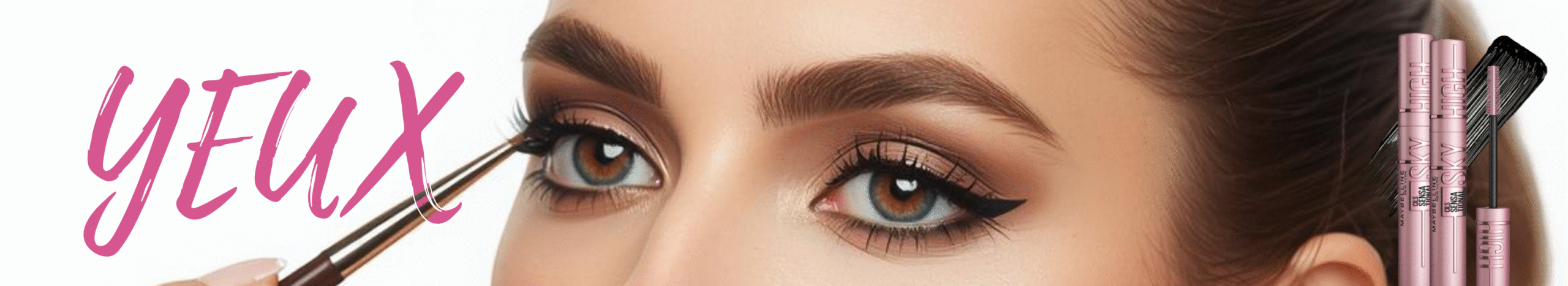 Gamme de mascaras Lash Sensational et eyeliners Maybelline New York sur 1Moment.ma. Maquillage yeux professionnel pour un regard intense avec livraison rapide au Maroc.