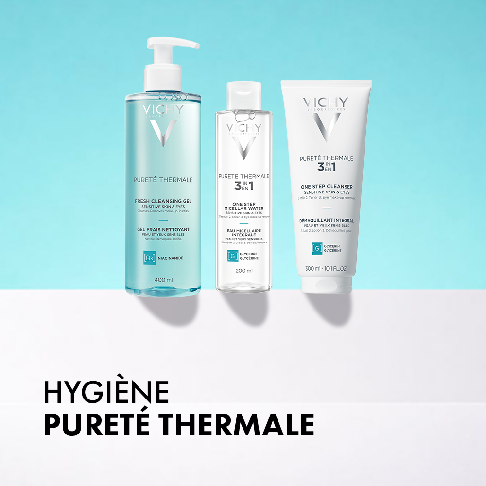 Vichy Pureté Thermale - Nettoyants et démaquillants doux pour peaux sensibles.