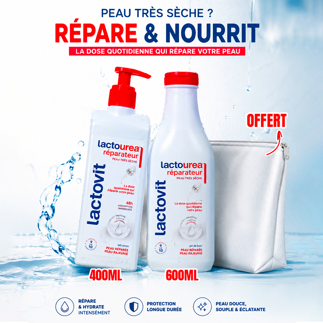 Lactovit Pack Hydratation & Soin Intense du Corps – Lotion 400ML + Gel Douche 600ML + Trousse OFFERTE