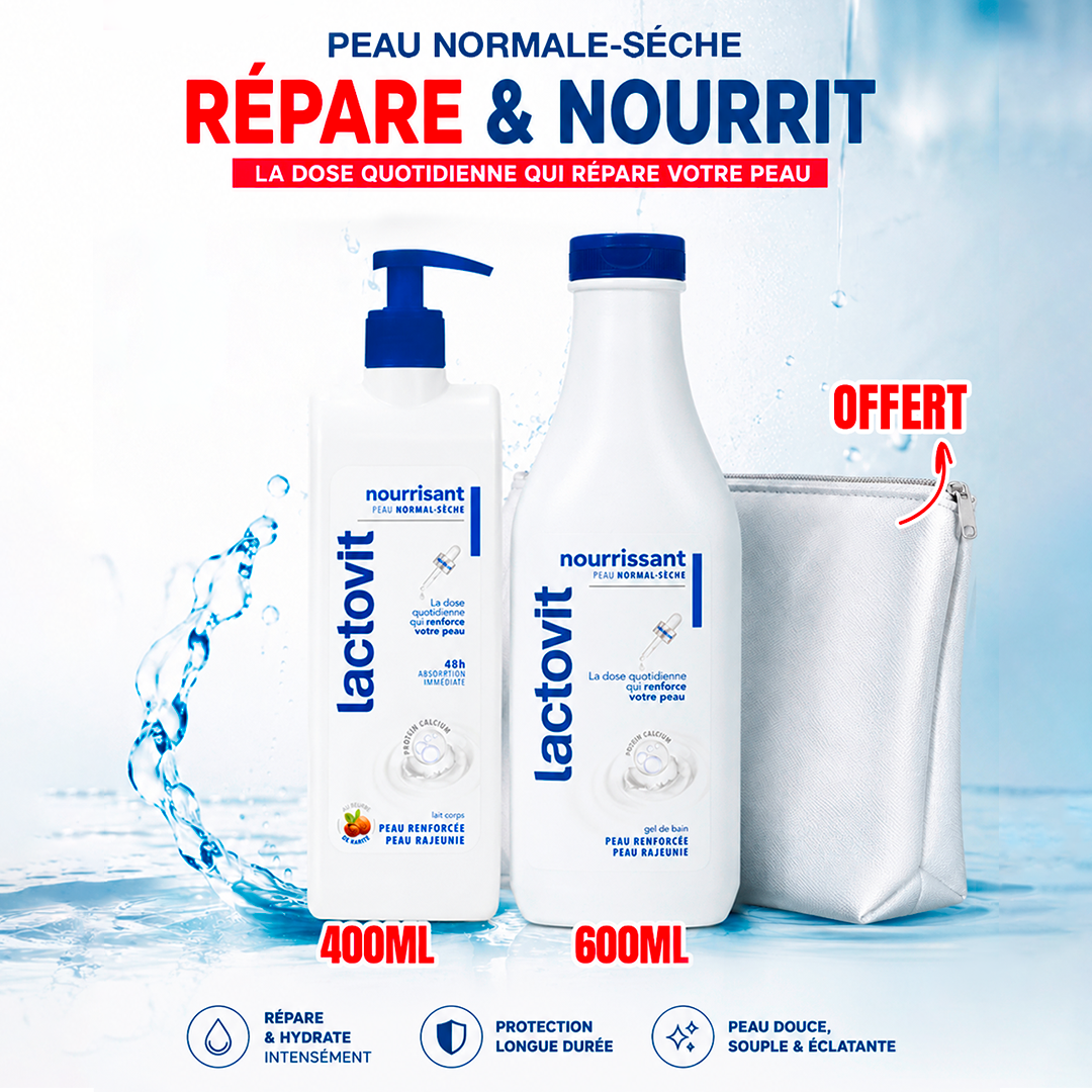 Lactovit Pack Hydratation Nourrissante – Lotion 400ML+ Gel Douche 600ML+ trousse offerte