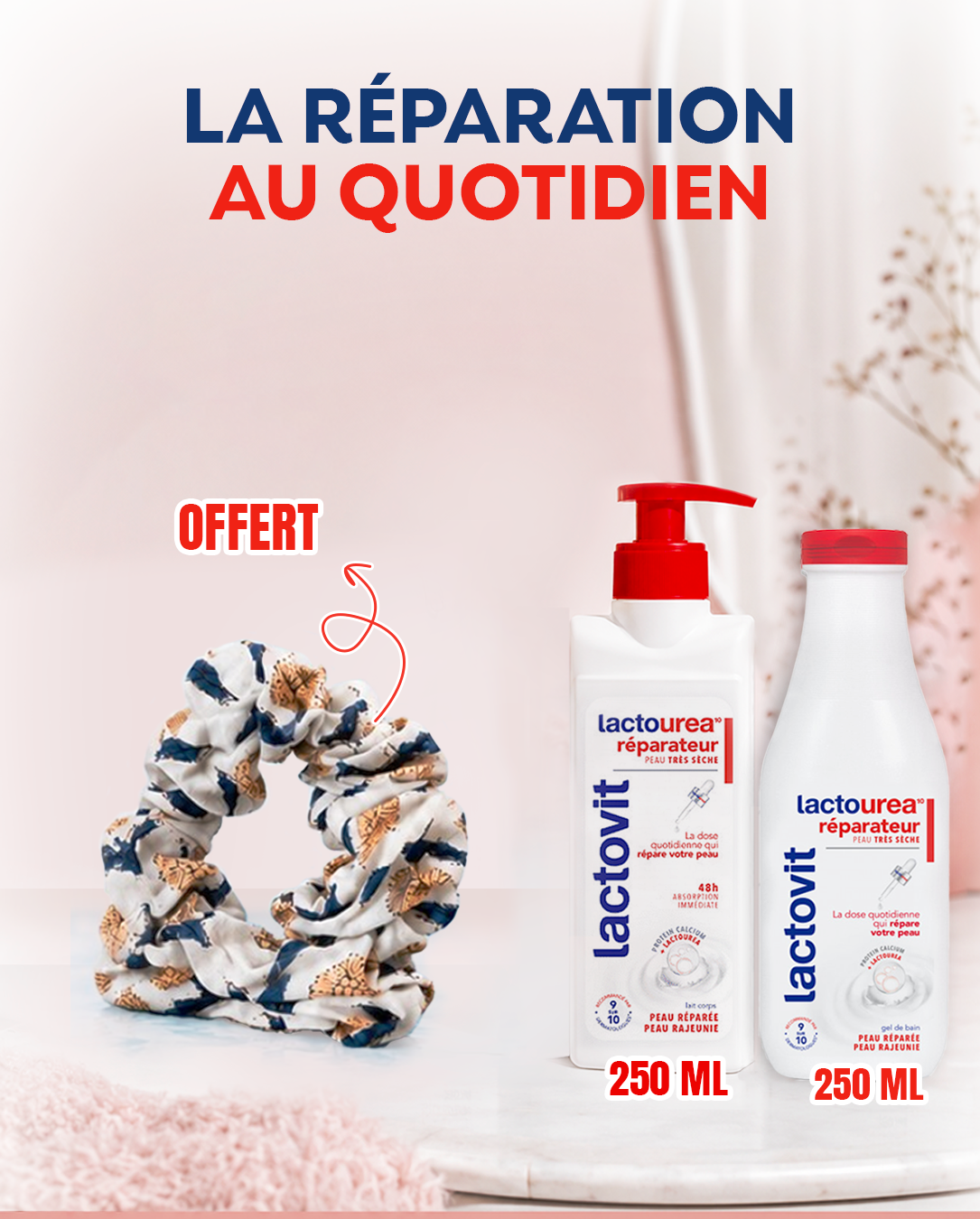 Lactovit Pack Hydratation & Soin Intense du Corps – Lotion 250ML + Gel Douche 250ML + CHOUCHOU OFFERT