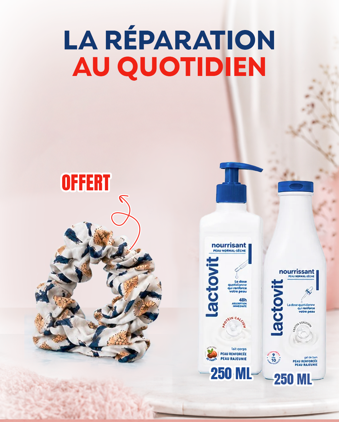 Lactovit Pack Hydratation Nourrissante – Lotion 250ML+ Gel Douche 250ML+ Chouchou OFFERT